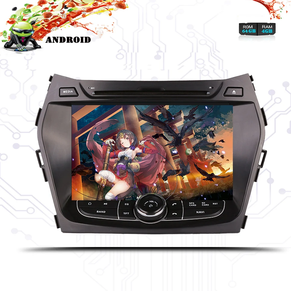 

Octa Core 4+64G Android 9.0 Car Autoradio music video cd dvd tape recorder media For Hyundai IX45 Santa fe 2013+ rds Head Unit