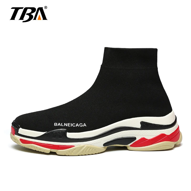 

2018 Fly Weaving Men Casual Shoes Colorful Slip On High Top Sock Shoes Lightweight Men Sneakers Sapato Masculino