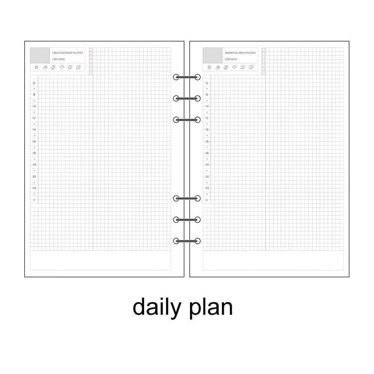 TUNACOCO A5/A6/A7, простой, 6 отверстий, ПВХ, Обложка для книг, ежедневный, для планирования расписания, вкладыш, внутренний блокнот для Bullet Journal bz1710013 - Цвет: daily plan