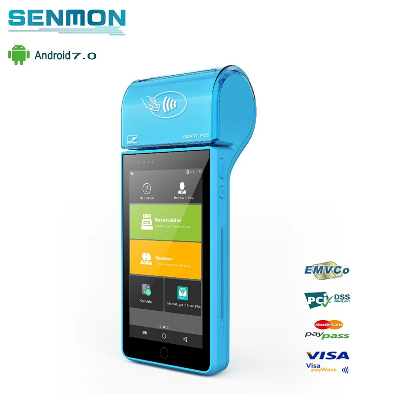 SENMON 5," Android сенсорный экран планшет портативный pos-терминал с термальным принтером и IC/считыватель магнитных карт