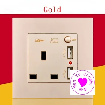 

Concealed mounted panel With switch British socket with dual USB charging square hole switch panel 13A British standard socket