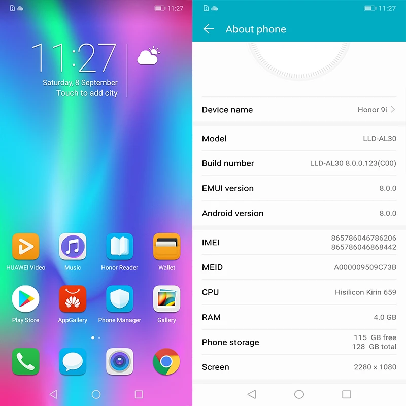 Honor 9i 5 84 дюймов Восьмиядерный стеклянный корпус android 8 0 двойная задняя камера 3000