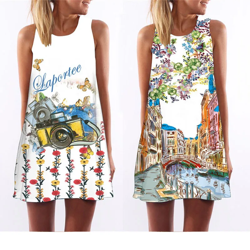 MEIBONA 2019 женское летнее Повседневное платье винтажное пляжное мини-платье с