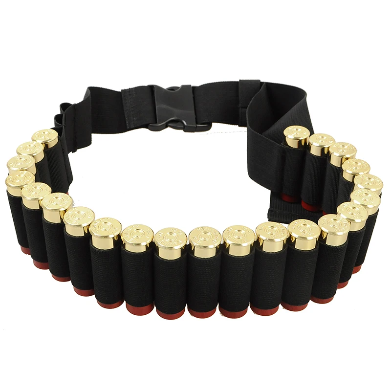

140*5CM Outdoor Airsoft Hunting Tactical 25 Shotgun Shell Bandolier Belt 12 Gauge Ammo Belt Military Shotgun Cartridge Belt $