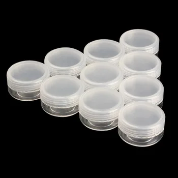

New 10PCS Cosmetics Jar Box Makeup Cream Nail Art Cosmetic Bead Storage Pot Container Round Bottle Portable Plastic Case HB88