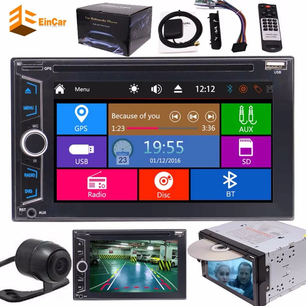 

Rearview camera+car radio 2 din automagnitola double din car dvd player headunit 6.2 inch 5 points Capacitive Multi-touch Screen