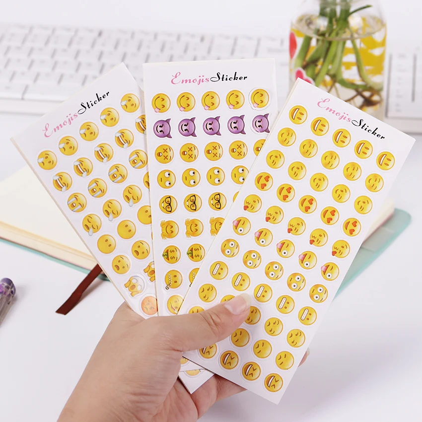 

12 Sheets(660pcs) Cute Mini Emoji Smile Face Stickers 55 Die Cut Sticker Notebook Fun Message Funny Creative Stationery Sticker