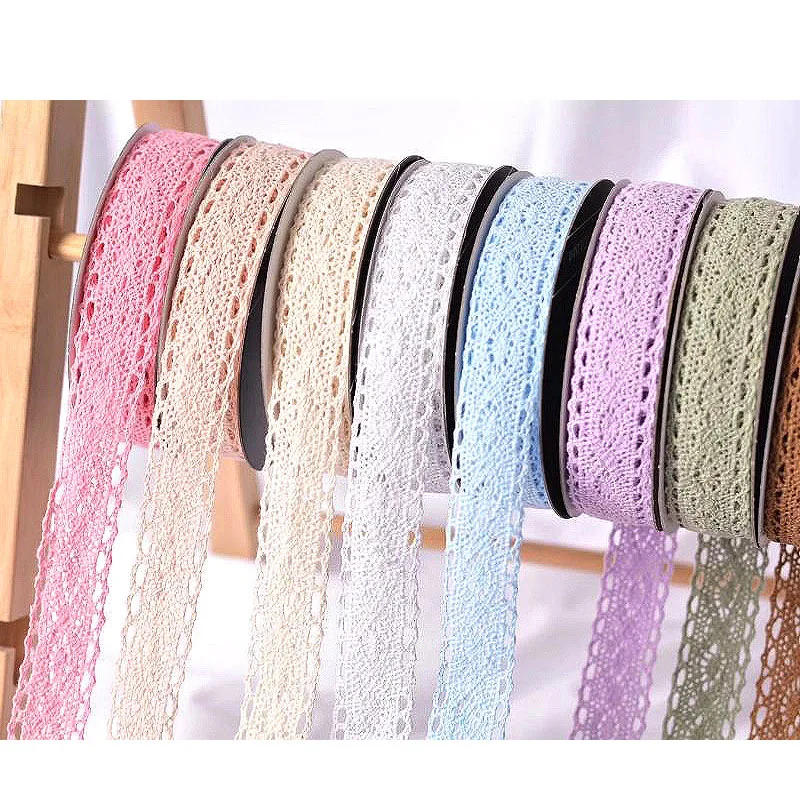

10 yards 2.5cm Apparel Sewing Fabric DIY Trim Cotton Crocheted Lace Fabric Ribbon Handmade Accessories Craft