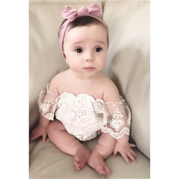 

Cute Infant Baby Girls Lace Off Shoulder Bodysuit Jumpsuit Outfits Set Newborn Sunsuit Baby Girl Clothes Short Sleeve Bodysuits