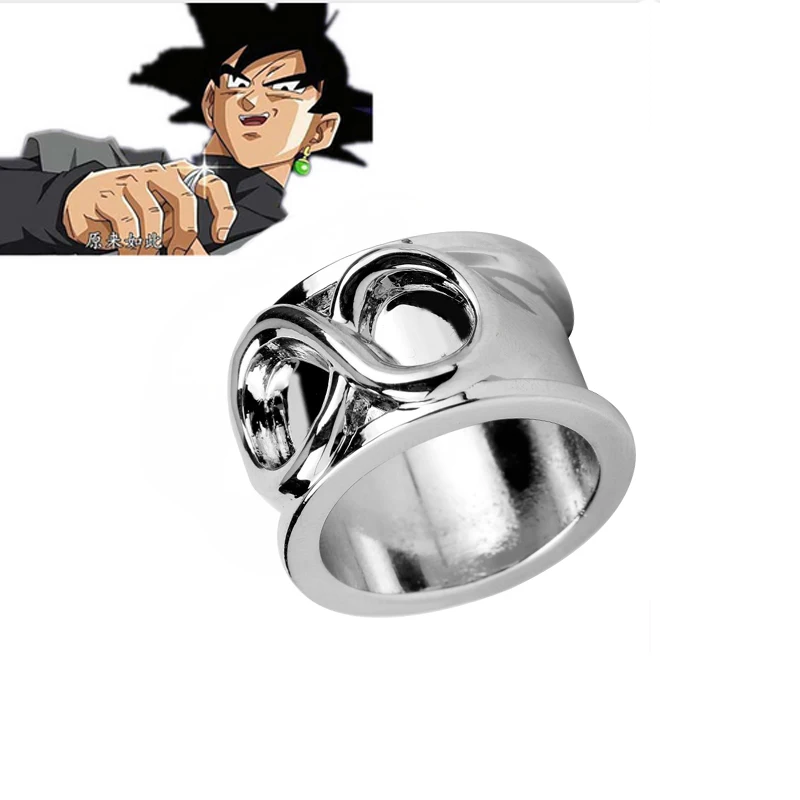 

HANCHANG Anime Jewelry Dragon Ball Z Black Son Goku Silver Super Gokou Rings Time Finger Ring Prop Cosplay Accessories Gift
