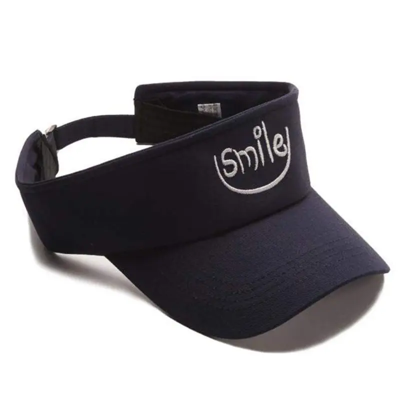 

Women Men Korean Style Summer Empty Top Adjustable Baseball Cap Smile Letters Embroidery Solid Color Sport Outdoor Sun Visor Hat