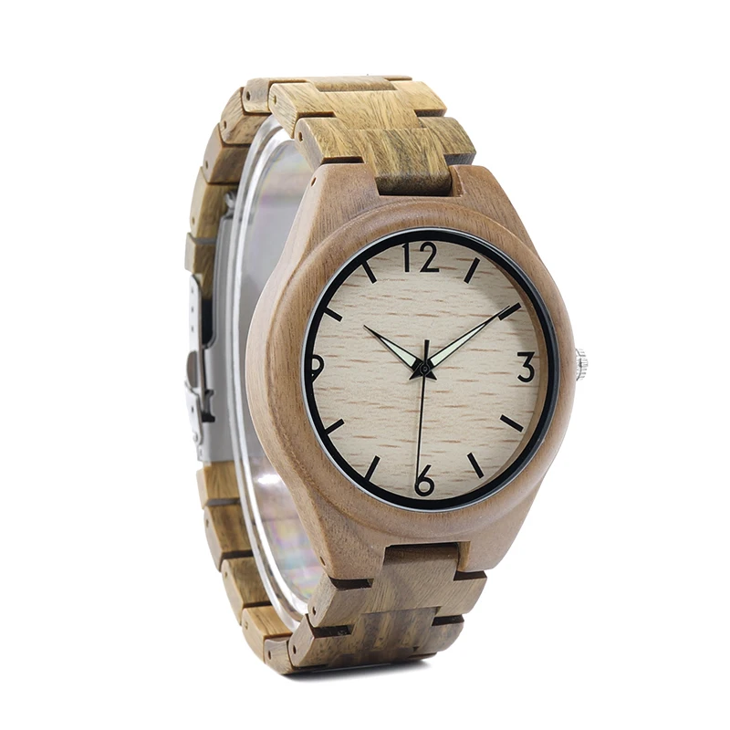 BOBO BIRD L-I18 Watch Male Fluorescent Hands Green Sandalwood Band Men-sized Clock Fragrant Watch Men Montre OEM