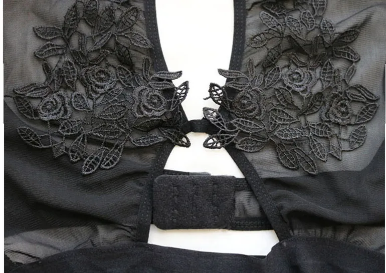NITALY Sexy Embroidery lace Bralette Sets Women's Big Size Sheer Mesh Bralette Panties Set Halter Bra & Brief Sets Sexy Bodysuit