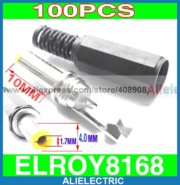 

100 шт., коннекторы питания постоянного тока, 4x1,7 мм