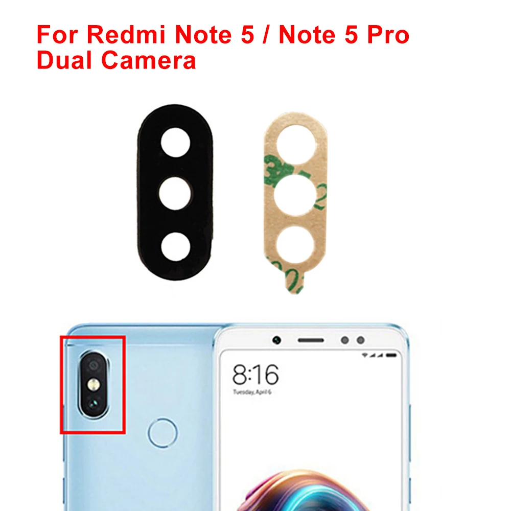 

2pcs for Xiaomi Redmi Note 5/ Note 5 Pro Camera Glass Lens Back Rear Camera Glass Lens with Glue Replacement Repair Spare Parts