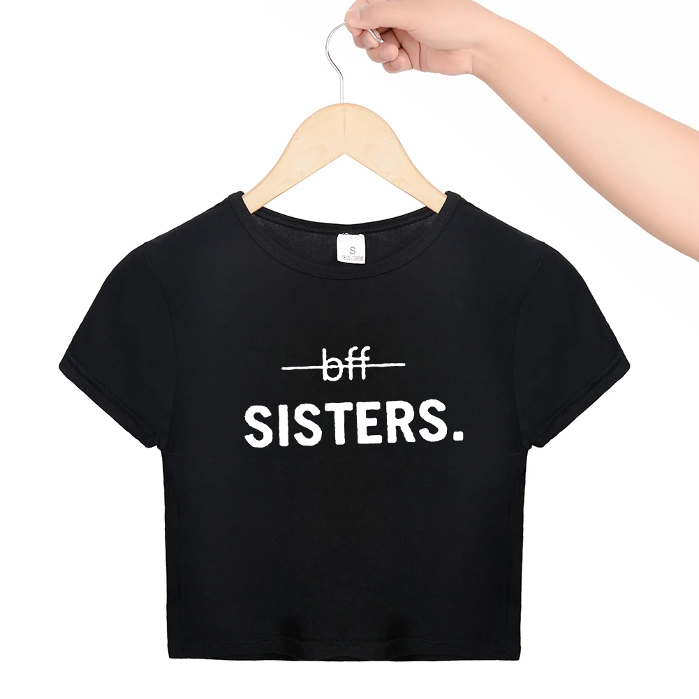 BFF Футболка Топ с надписью Best Friend Sister Tumblr Укороченная рубашка модные повседневные