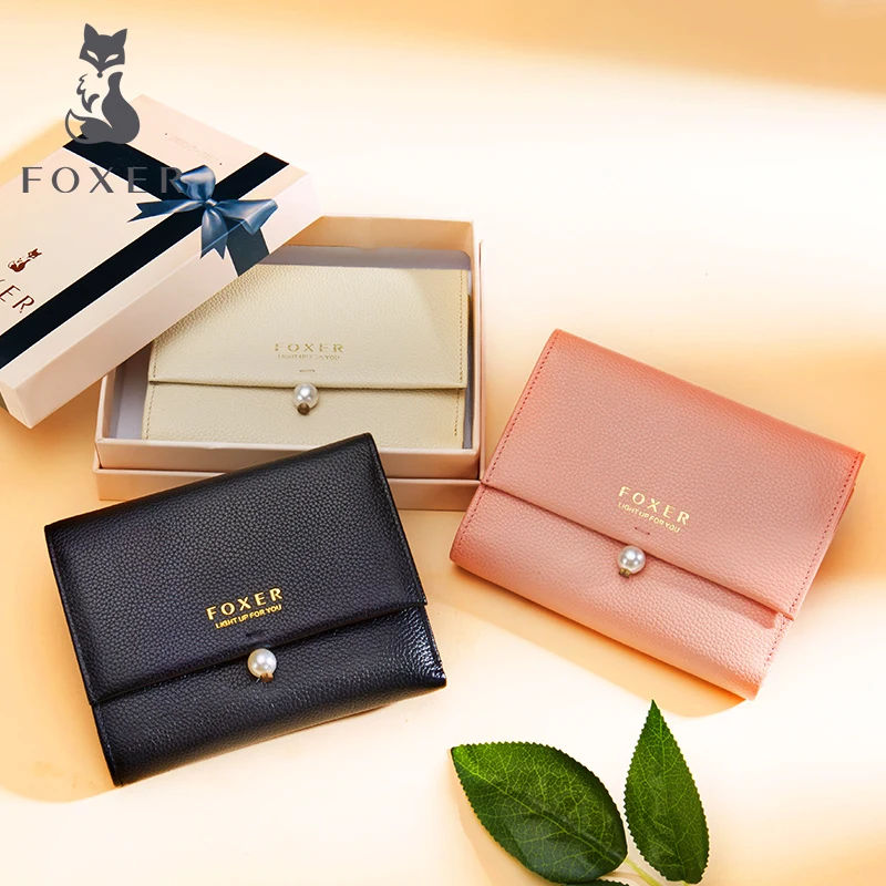 Бренд FOXER Женский кошелек из натуральной коровьей кожи короткий модный для