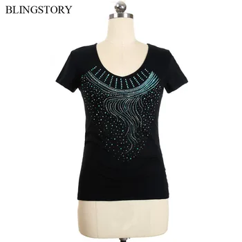 

BLINGSTORY Women's Plus Size V Neck Cotton T-shirt Diamond Summer Top Tee S-6XL