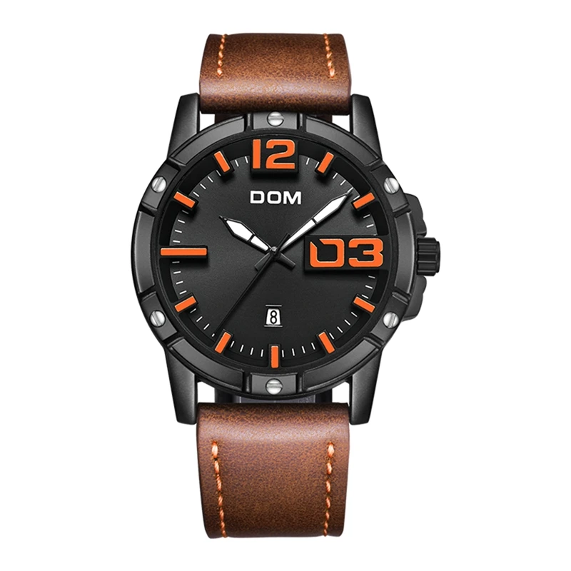 M-1218BL-1M5 DOM часы мужские Роскошные Спортивные кварцевые наручные часы мужские s часы кожа Бизнес водонепроницаемые часы Relogio Masculino M-1218BL-1M5 - Цвет: M-1218BL-1M5