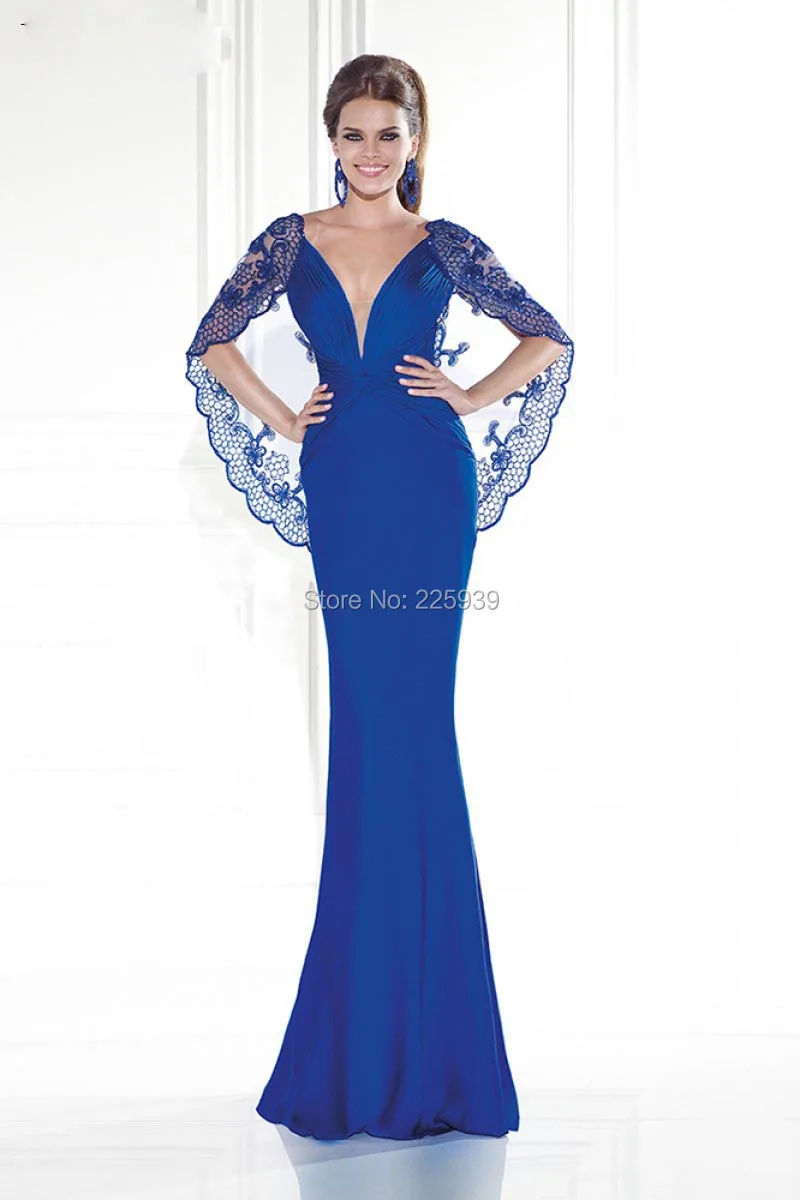 Elegant Royal Blue Evening Dresses Fashion V Neck Designer Beautiful