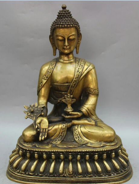 

JP S0524 18" Tibet Tibetan Buddhism Copper Seat Menla Medicine Buddha medical Statue