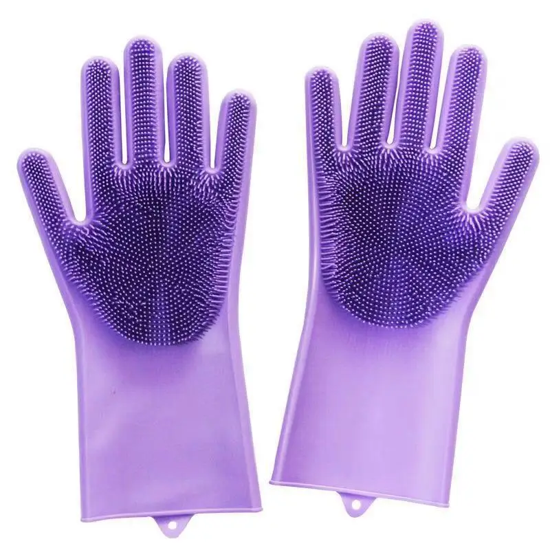 Бытовые Волшебные силиконовые моющиеся перчатки для мытья посуды, моющиеся перчатки для мытья посуды - Цвет: Фиолетовый