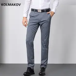 2019 Весна Новые повседневные брюки мужские хлопковые Slim Fit Модные мужские брюки Мужская брендовая одежда деловые Брюки Плюс Размер 28-42