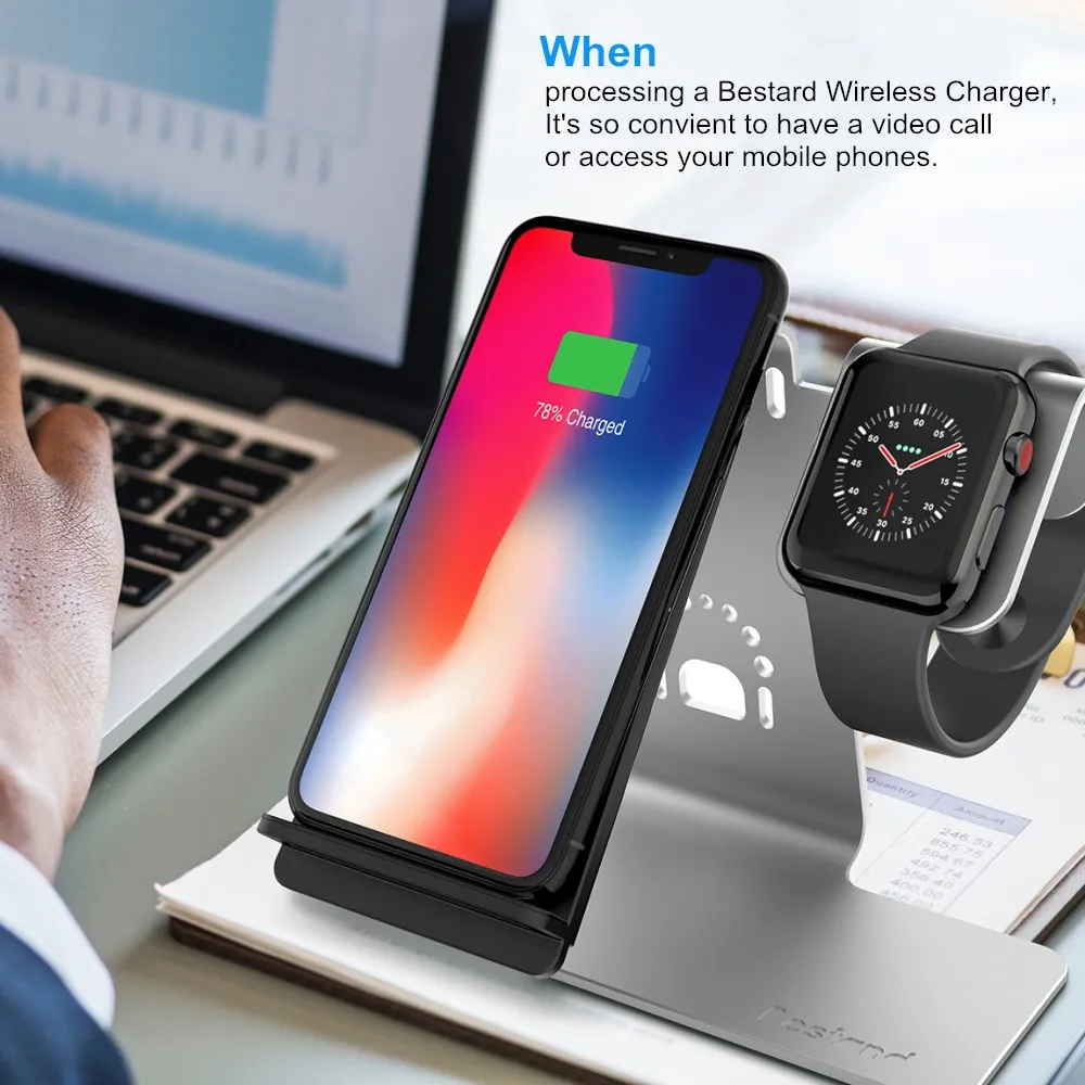 SZYSGSD 10 Вт Беспроводное зарядное устройство для iPhone и часов подставка быстрой