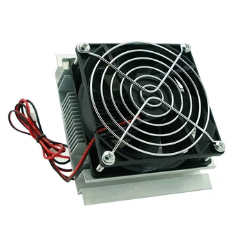 

DIY Thermoelectric Peltier Refrigeration Radiator Semiconductor Cooling System Kit Cooler Conduction Module Fan - Silver + Black