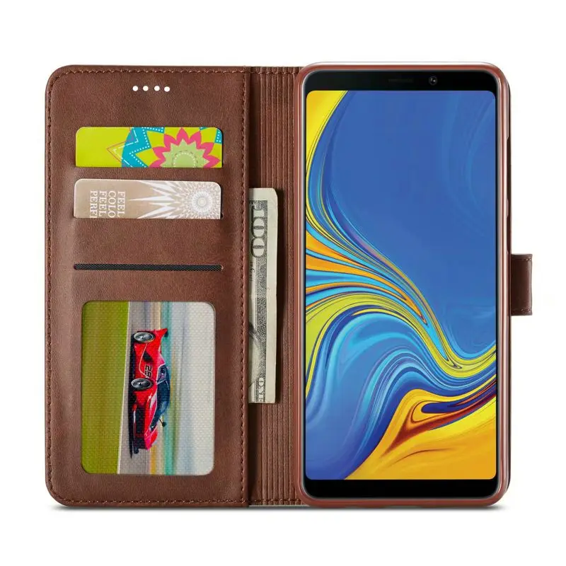 Роскошный кожаный флип чехол для Samsung A9s A9 A750 A5 A7 A8 J4 j6 plus 2018 Футляр защитный