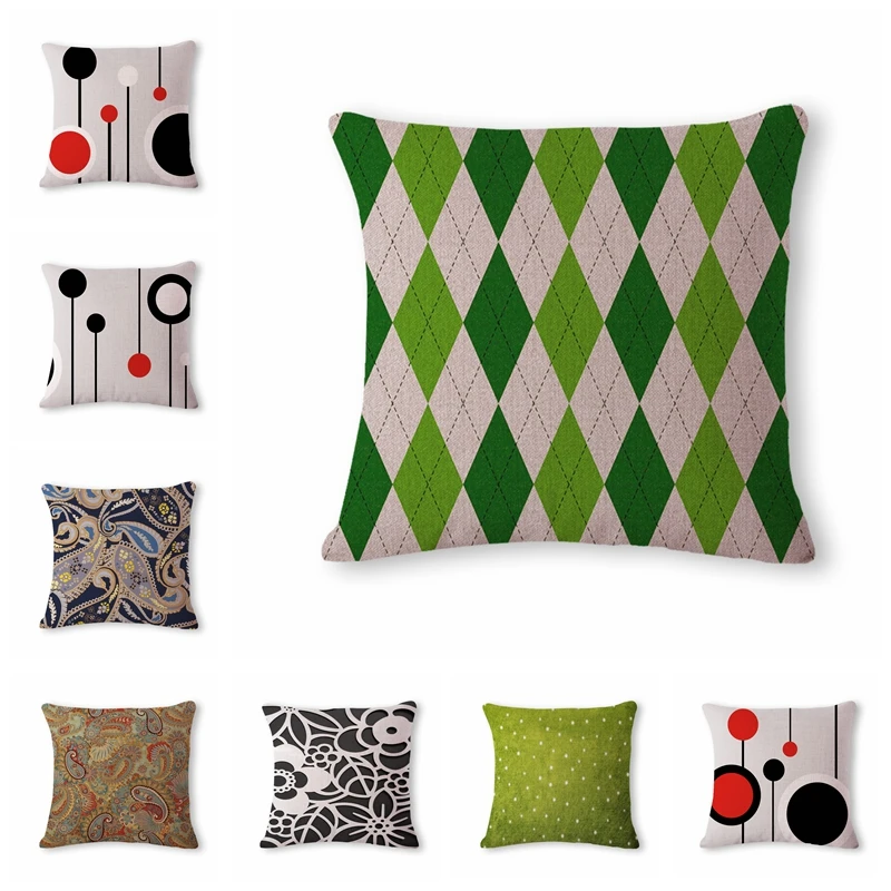 

Black Red Pattern Cushion Cover Woven Linen Family Affection Sofa Family Home Decorative Throw Pillow Case Housse De Coussin