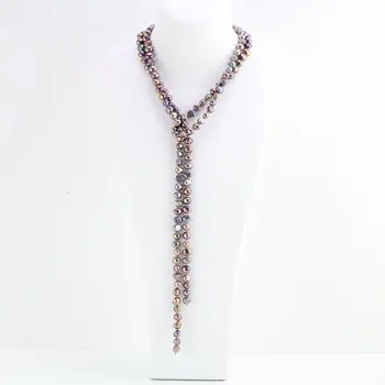 

Unique Pearls jewellery Store,7-8mm 55inch Black Baroque Freshwater Pearl Necklace,Charming Bridesmaids Women Gift