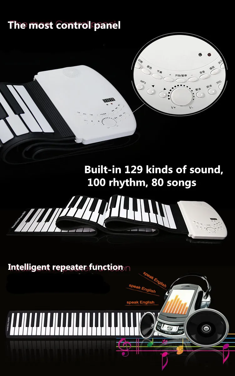 SOACH портативный 88 клавиш гибкий рулон пианино USB электронный орган Клавиатура Ручной рулон пианино перезаряжаемый Стандартный звук