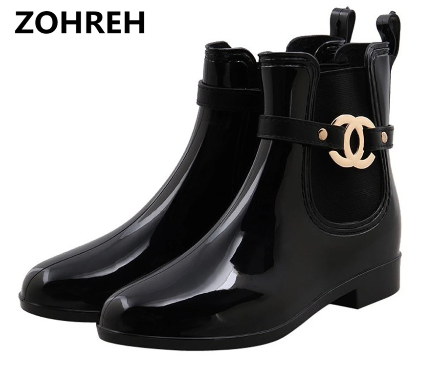 

ZOHREHNew Rubber Shoes Women Rain Boots For Girls Ladies Walking Waterproof PVC Women Boots Winter Woman Ankle Martins Rainboots