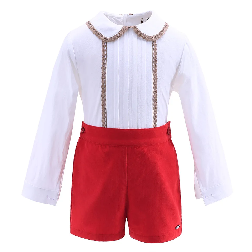 Cutestyles новые осенние красные комплекты для мальчиков с подол воротник бутик