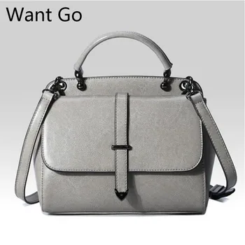 

Want Go High Quality Women Handbag Genuine Leather Lady Tote Handbag Solid Color Girls Shouler Bag Dress Female Crossbody Bags