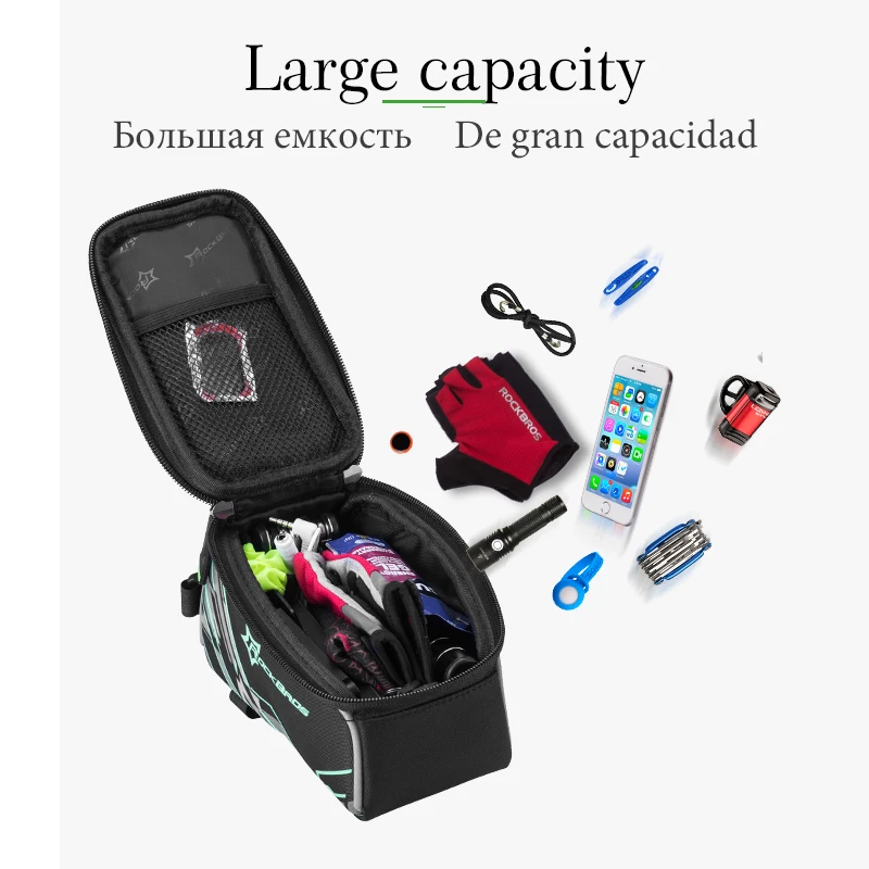 Clearance ROCKBROS Waterproof MTB Bike Bicycle Front Top Frame Handlebar Bag Cycling Pouch Touchscreen Panniers Reflective Bags 2 Sizes 3
