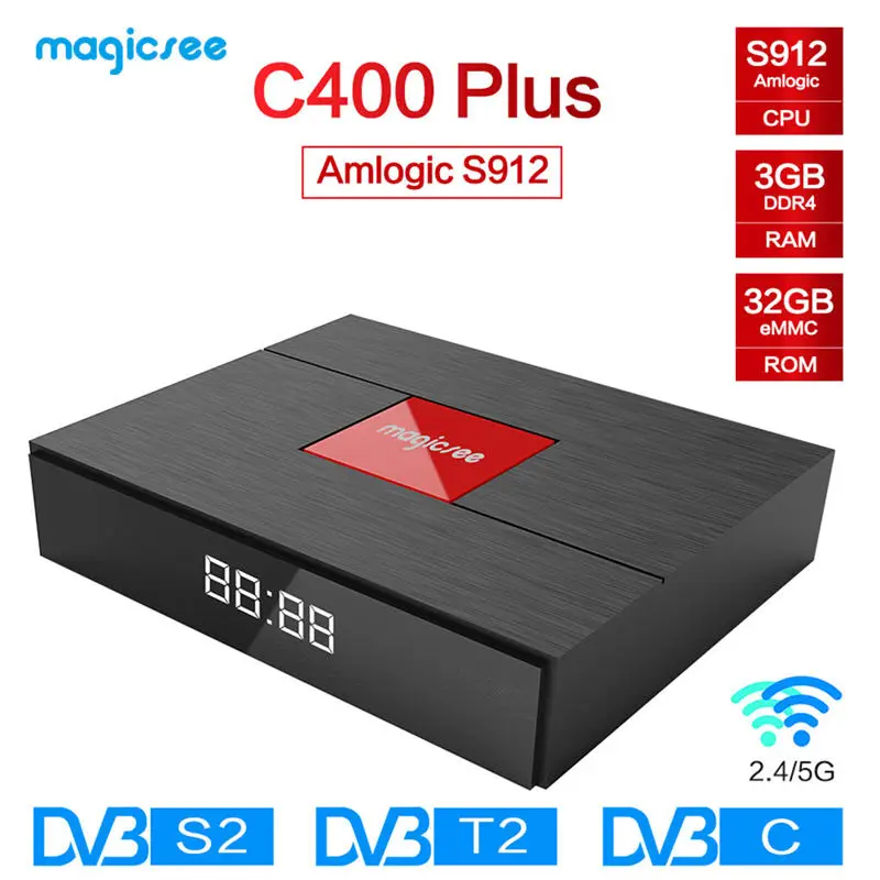 Magicsee C400 Plus Android 7,1 Dual Wifi tv Box Amlogic S912 quad core 3g + 32G Smart tv Box с HD 4 K телеприставка (EU Plug)