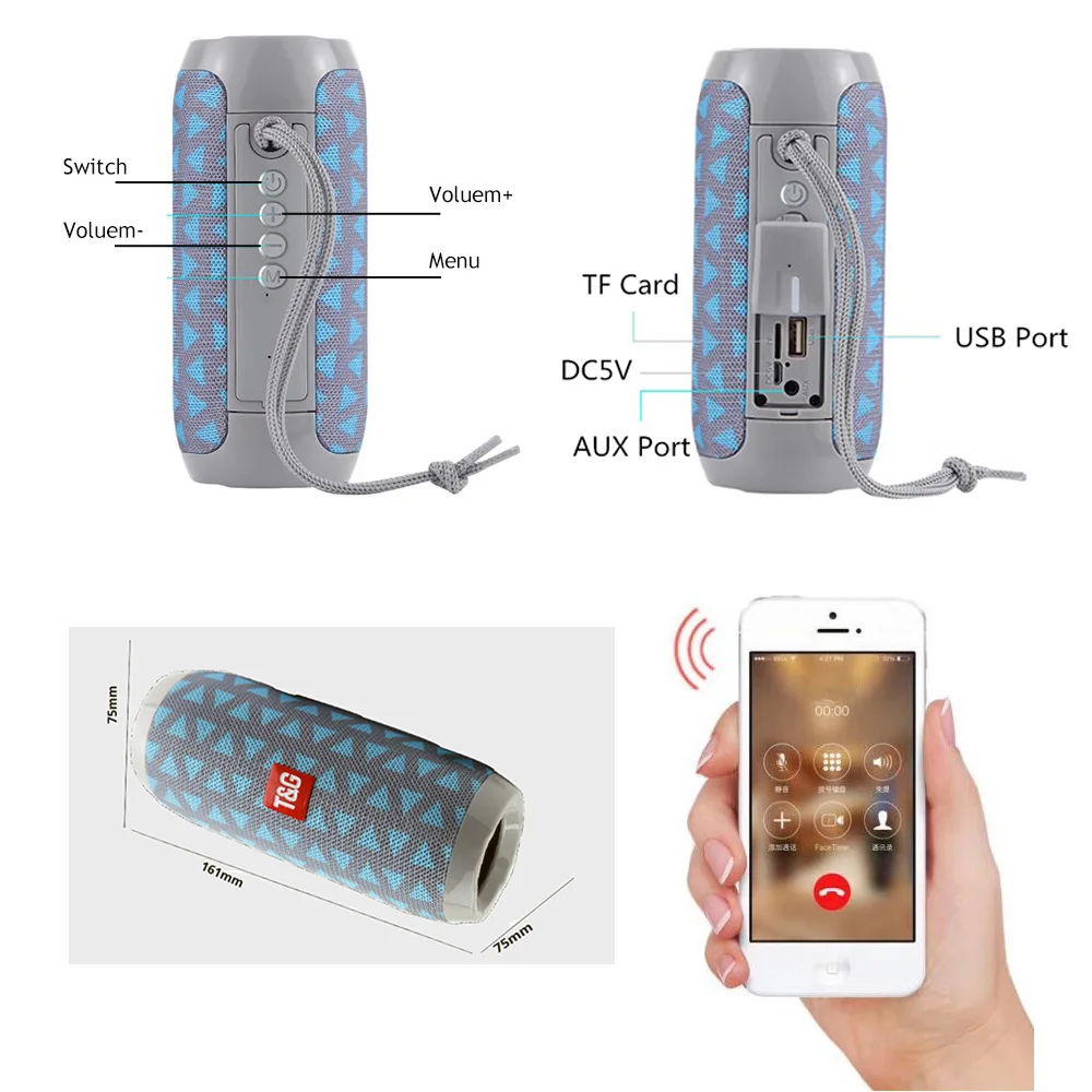 

Portable Speaker Waterproof Bluetooth Speaker Outdoor Bicycle Subwoofer Bass Wireless Speakers Mini Column Box Loudspeaker FM TF