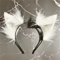 Handmade Anime Neko 3 Colors Realistic Fur Wolf Ears Headband Cosplay Anime Costume Halloween Birthday Party Hair Accessories