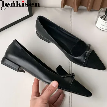 

Sweet concise style lazy girls popular grandma shoes natural leather bowtie slip on pregnant woman pointed toe casual wear L93