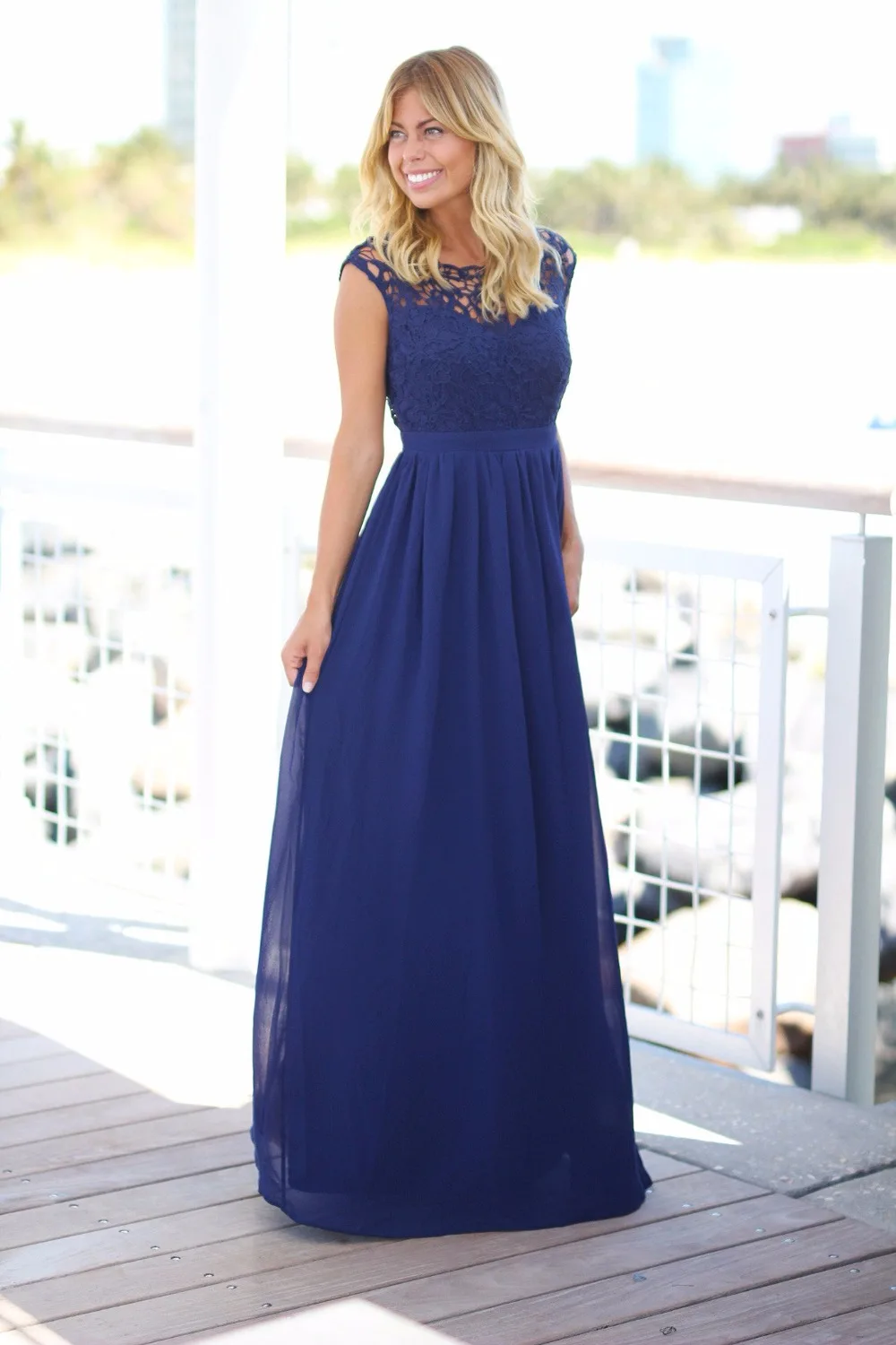 blue maxi dress wedding guest