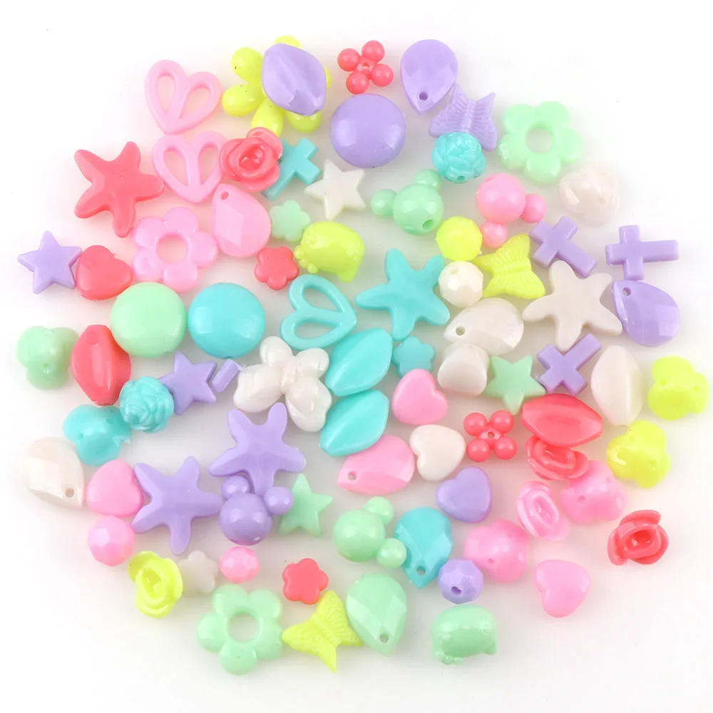 

Kawaii Multicolor Beads Set Mixed Candy Colors Acrylic Plastic Beads For Kids Cute Fashion Jewelry Findings DIY
