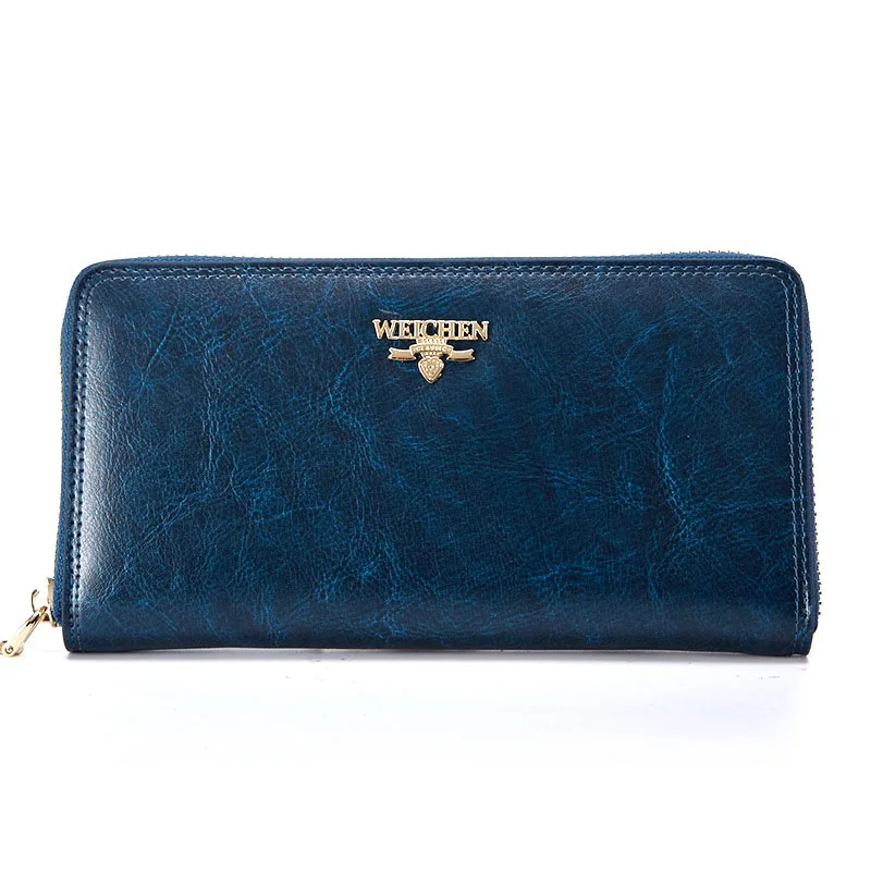 

DreamShining New Genuine Leather Wallet 2 Fold Large Capacity Long Money Wallet Zip Solid Color Multi - Card Fashion Lady Purse