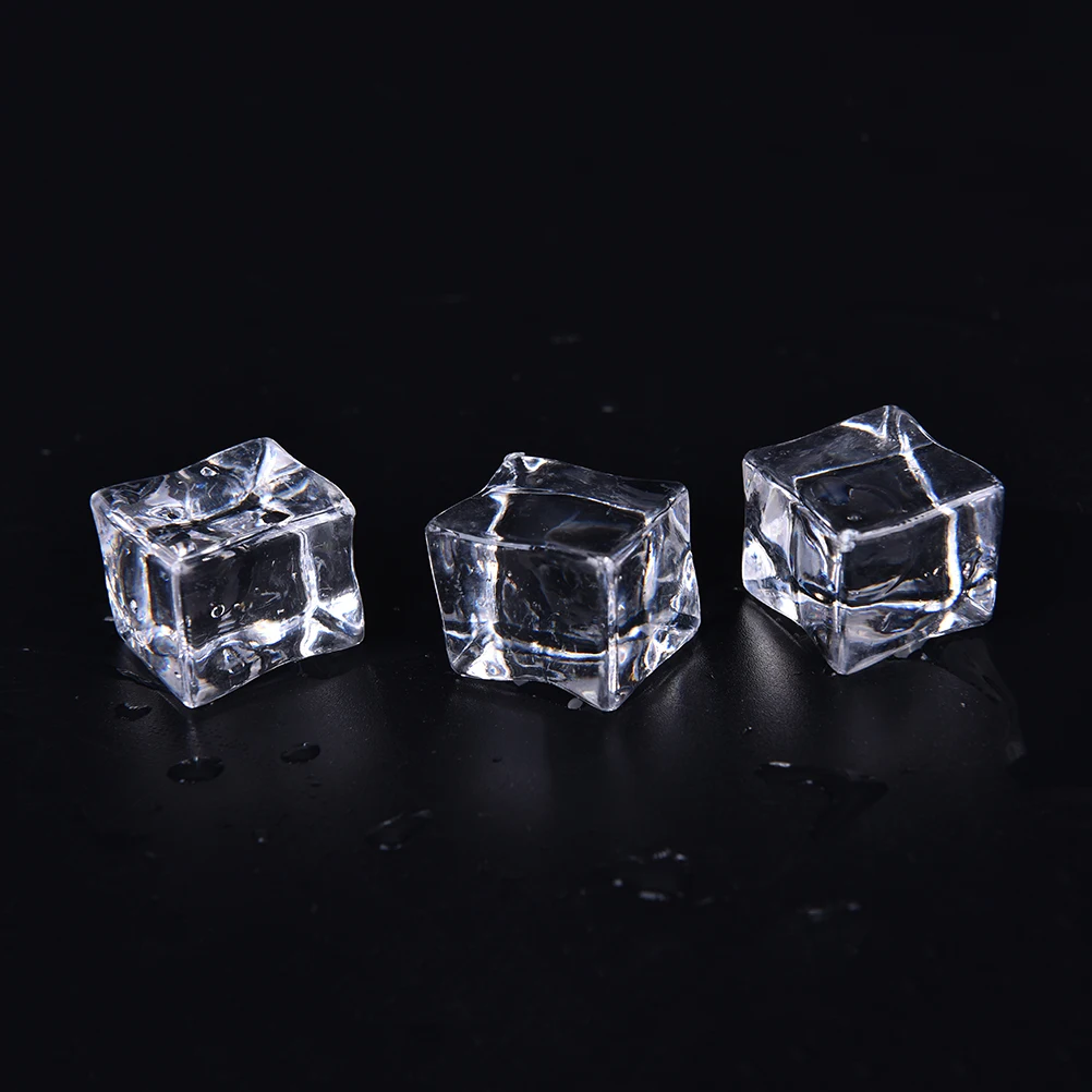 10 шт., искусственные кубики, 3 размера, прозрачные, квадратные, искусственные кубики льда из акрила, кристалл, Декор для дома