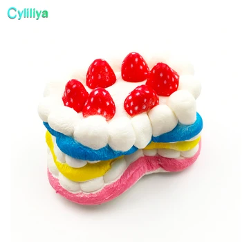 

200pcs Squishy Jumbo Rainbow Strawberry Cake squishies Slow Rising Kawaii Cute Birthday Cream Cake Scented Kids Toy