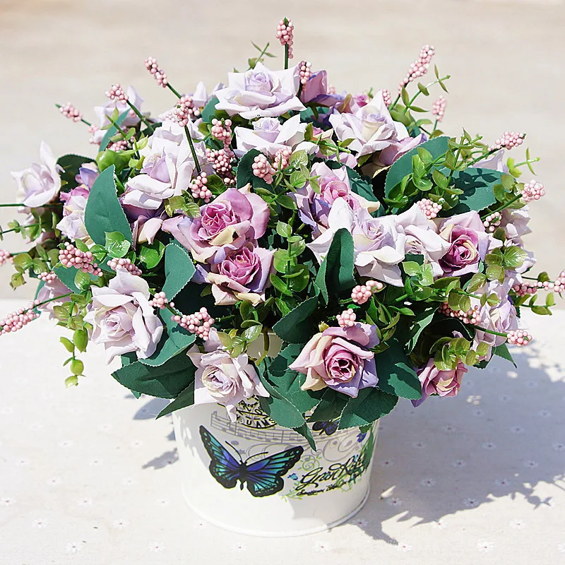 JAROWN искусственные 11 голов Маленькие розы цветок букет декоративные шелковые цветы на стол для Свадьбы вечерние украшения дома