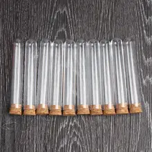 50pcs/lot 18x105mm Transparent Plastic Round Bottom Test Tube With Cork Stopper Empty Scented tea Tubes like glass
