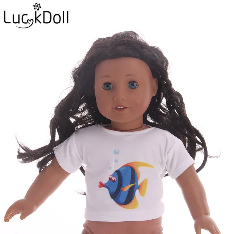 LUCKDOLL хлопковая Футболка Подходит для 18-дюймовые американская кукла Logan кукла мальчик одежда аксессуары игрушки для детей