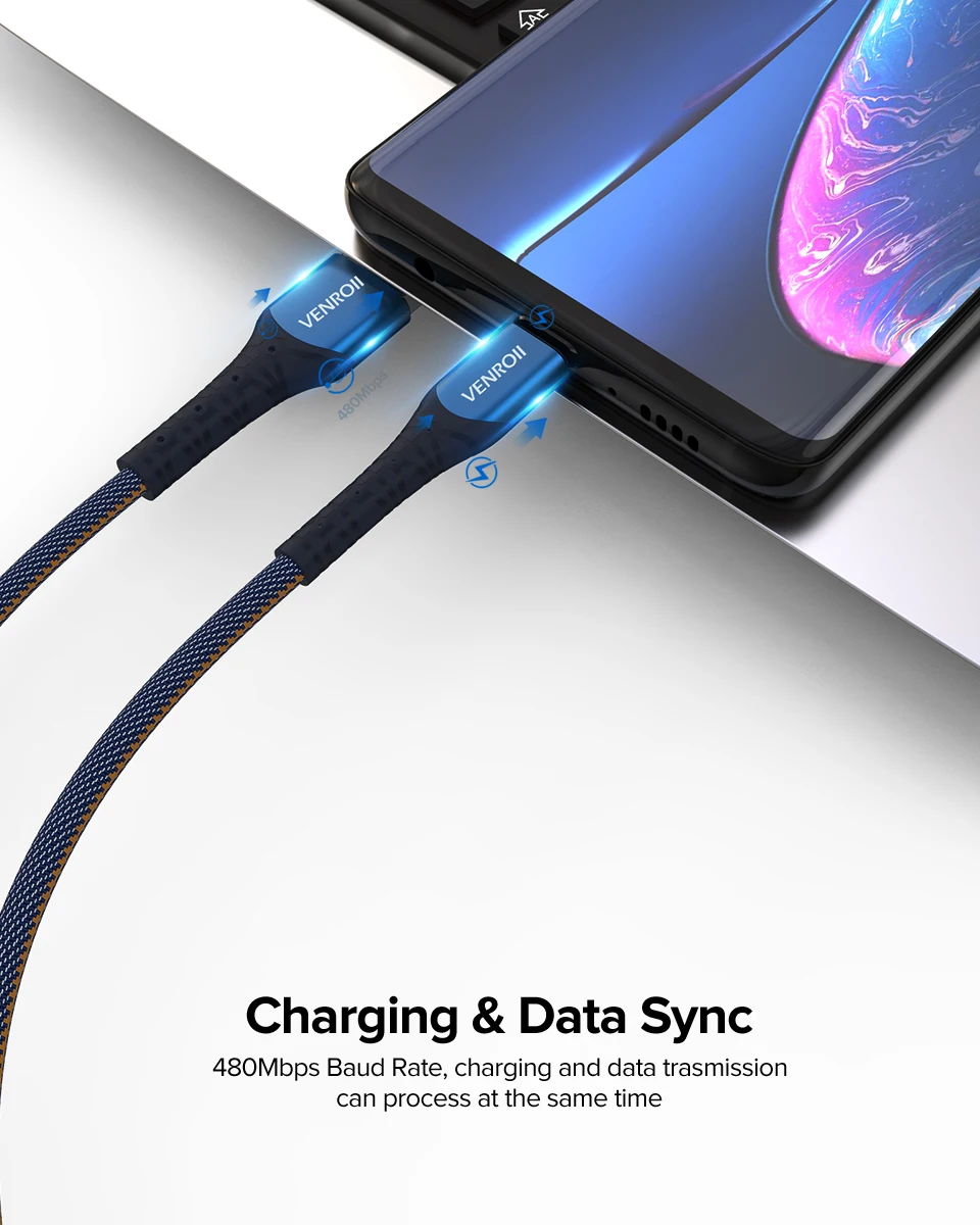 Venroii кабель usb type C 5A Supercharge для huawei P20 P30 mate 20 Pro Quick Charge 3,0 Быстрая зарядка кабель usbc для Honor 20 10